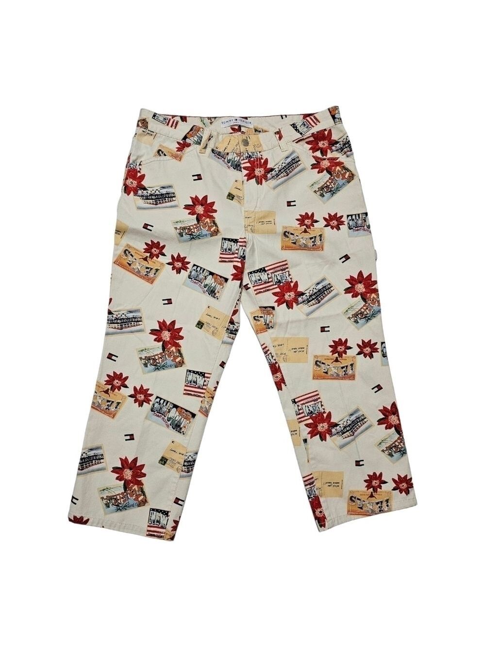 Vintage Tommy Hilfiger Capri Pants Size 12 Printed USA States